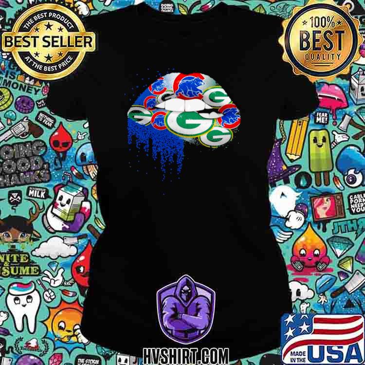 NFL Green Bay Packers and chicago cubs ipad Lips logo shirt