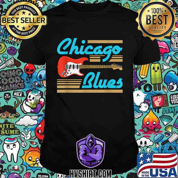 Chicago Blues Cool Music Lover Blue Guitar Musician Player T-Shirt