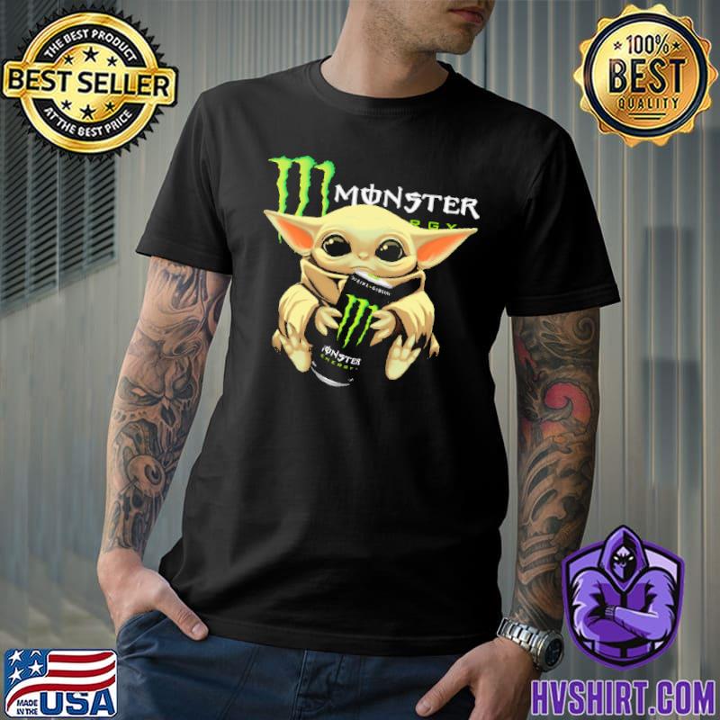 Baby Yoda Hugs Monster Energy Can Star Wars Shirts