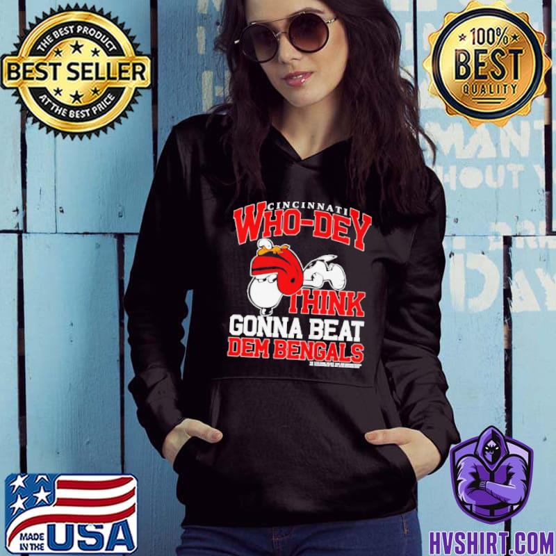 Snoopy Cincinnati who dey think gonna beat dem bengals shirt, hoodie,  sweater and v-neck t-shirt