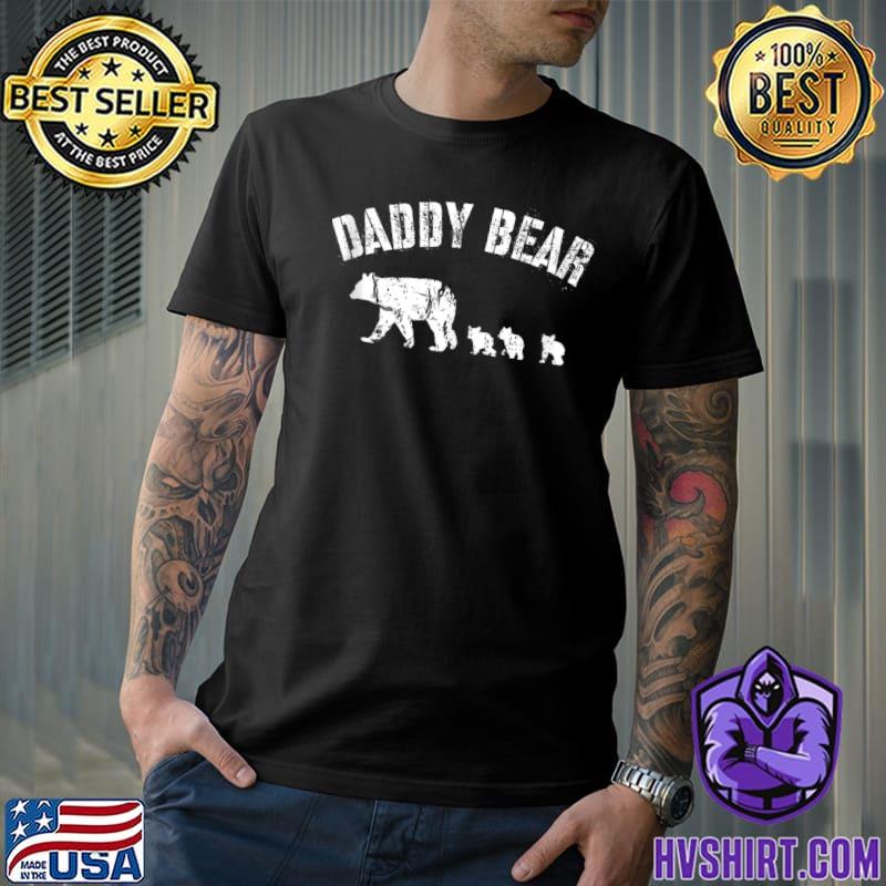 Vintage Daddy Bear with 3 Three Cubs Dad Father P' Men's T-Shirt