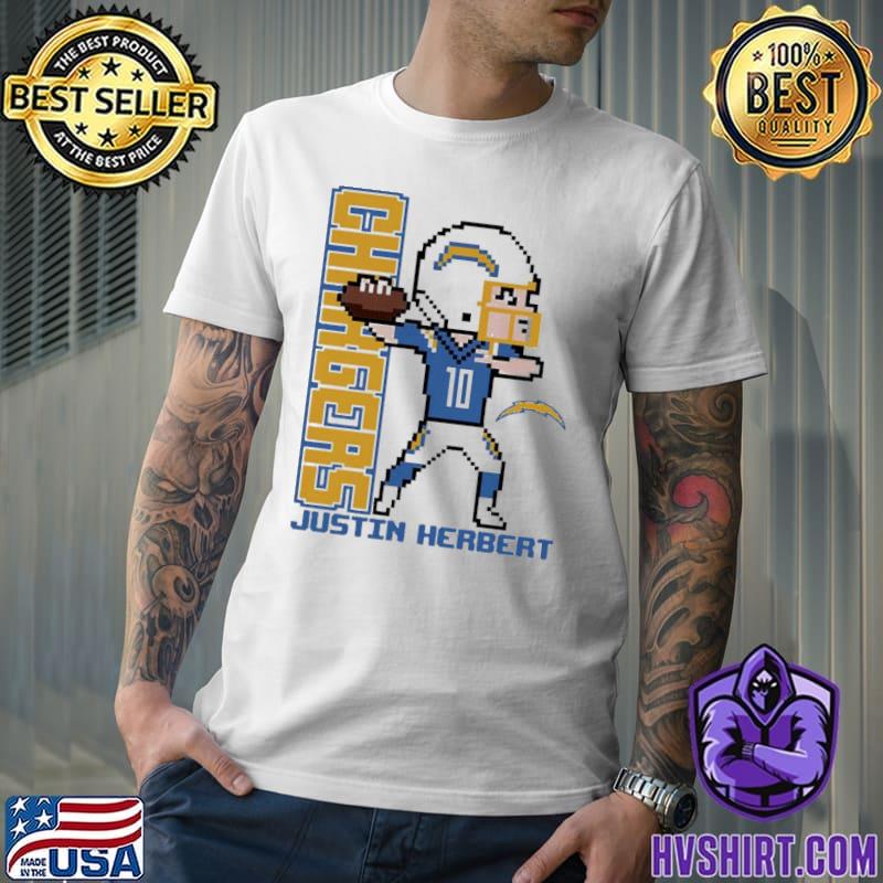 Justin Herbert Los Angeles Chargers Pixel Player 2.0 T-Shirt