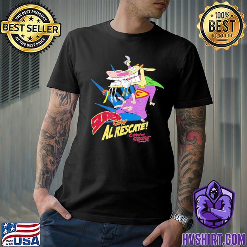 Super cow active cow and chicken cartoon classic shirt