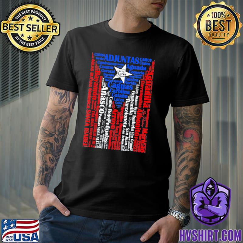 Towns and cities of puerto rico pride puerto rican flag shirt