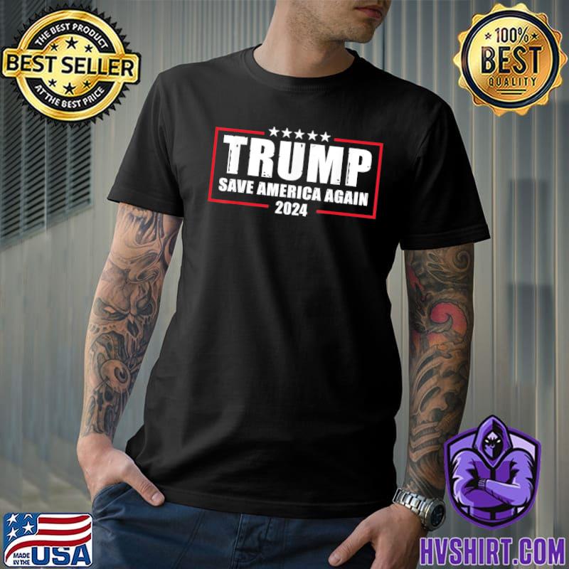 Trump 2024 save America again Trump American flag shirt