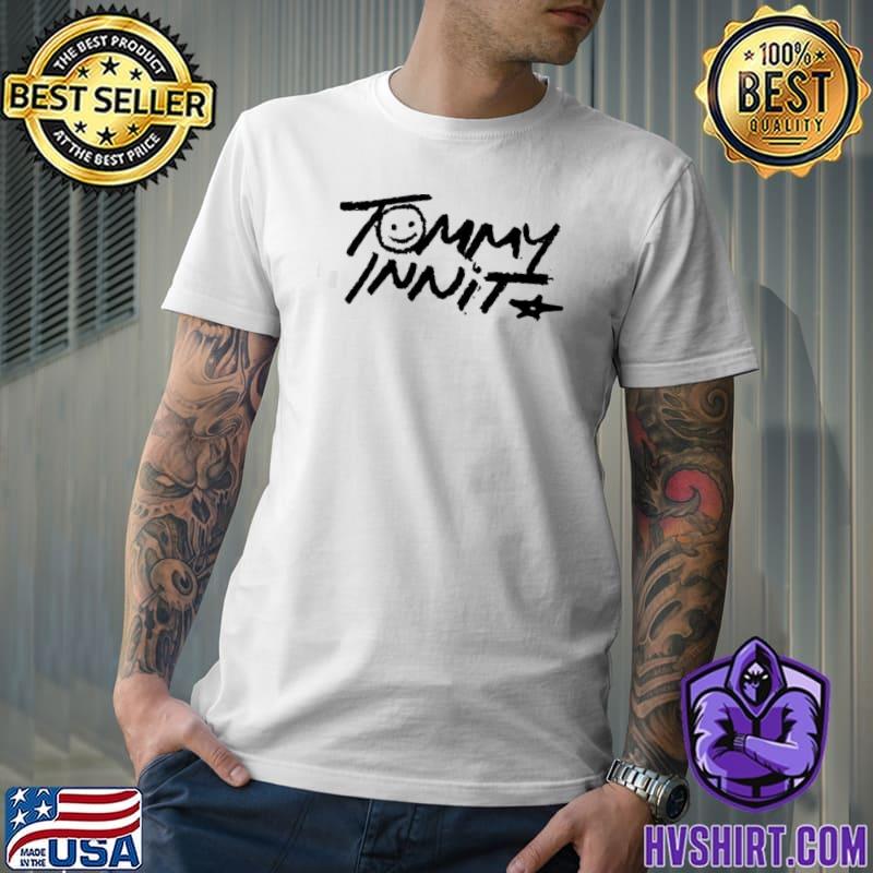 Black text tommyinnit store logo shirt