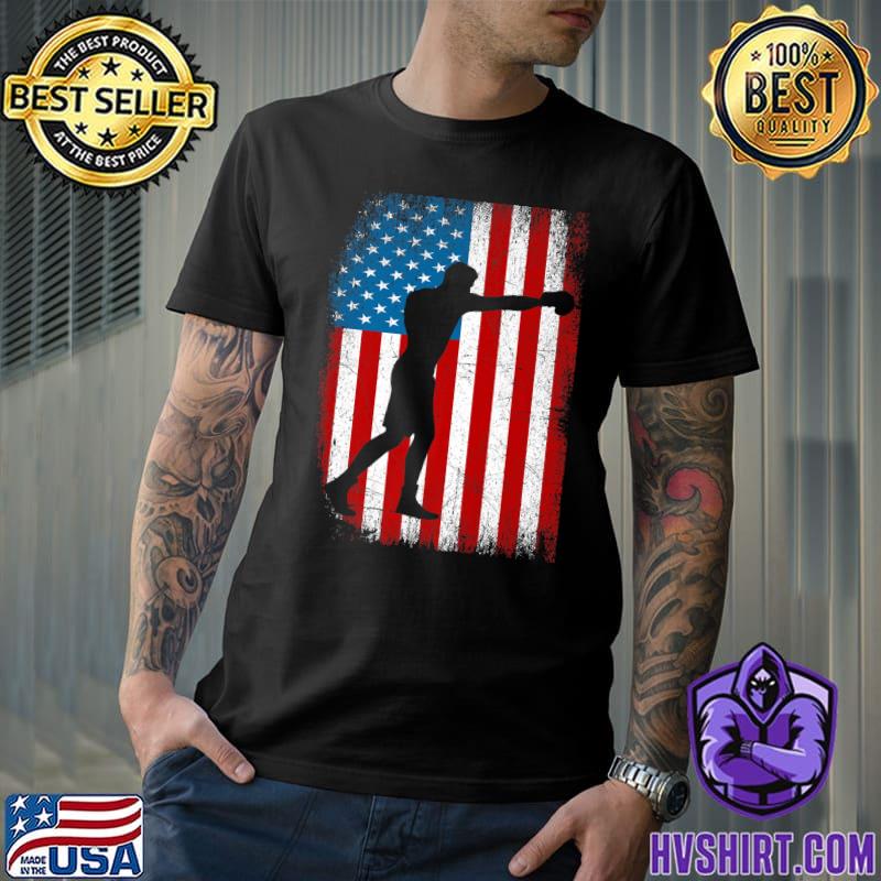 Distressed American Flag Vintage Boxing T-Shirt