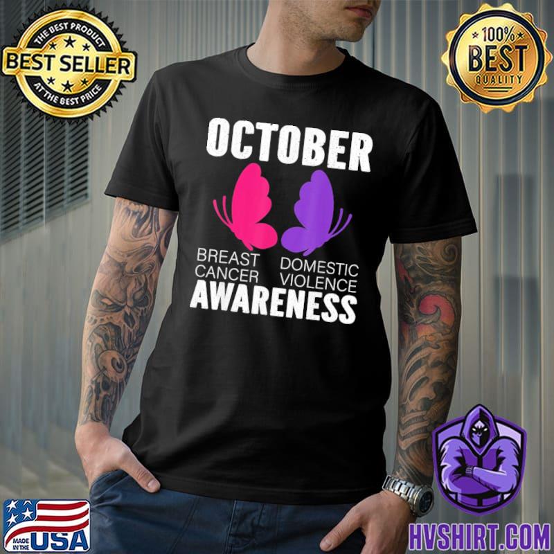 Funny breast cancer and domestic violence awareness butterfly shirt
