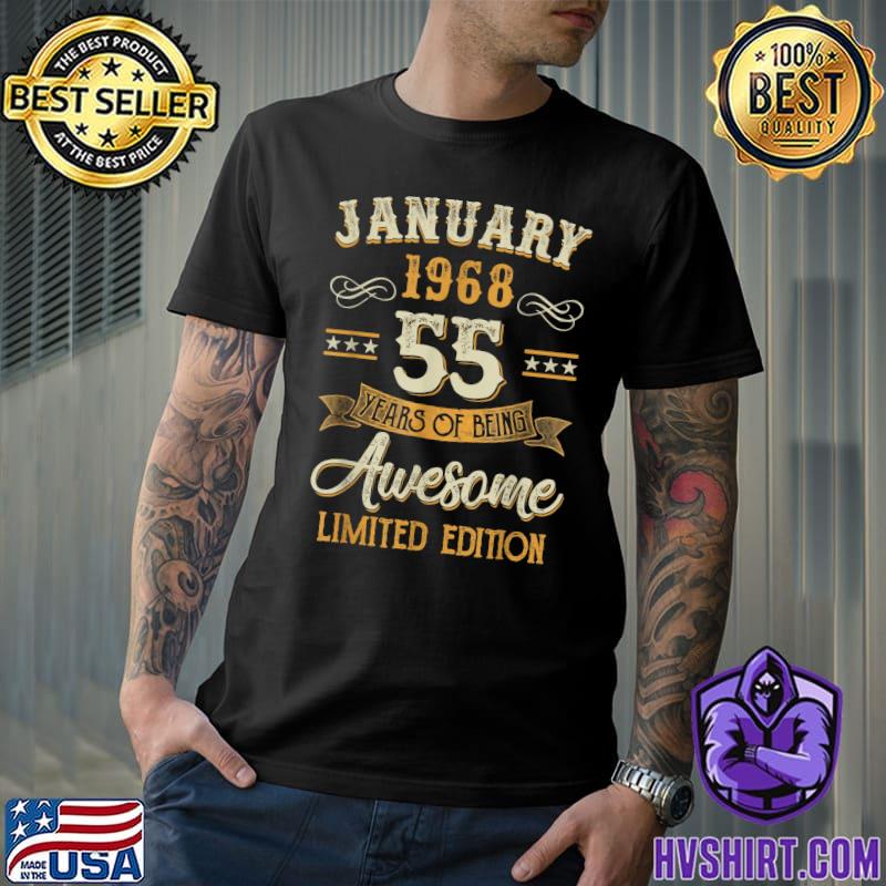 55 Years Old Gifts Vintage January 1968 55 Years Of Being 55th Birthday Stars T-Shirt