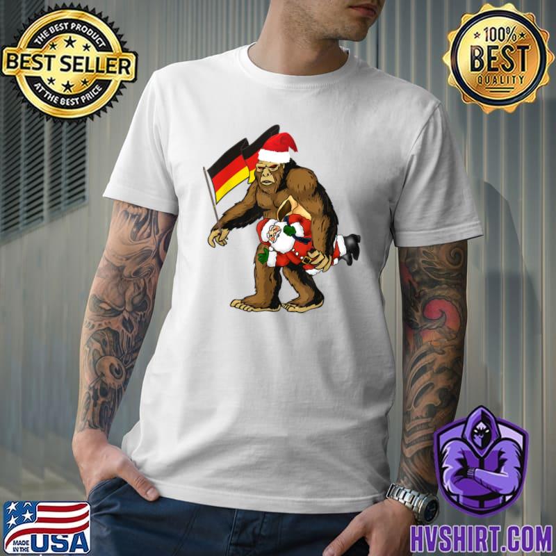 Bigfoot Weihnachtsmann Deutsche Flagge Xmas Gift T-Shirt