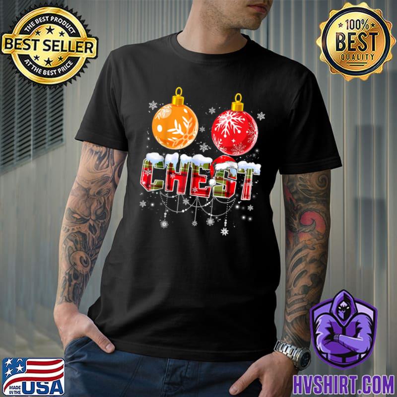 Chest Nuts Christmas Outfit Snows Santa Hat Matching Couple Chestnuts T-Shirt