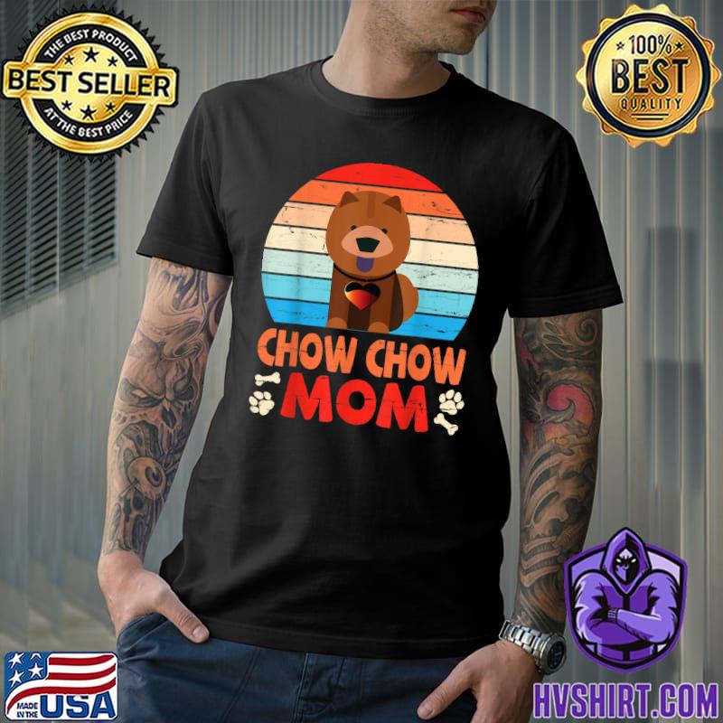 Cute Chow Chow Dog Mom Happy Mother Vintage Sunset Mama Son Daughter T-Shirt