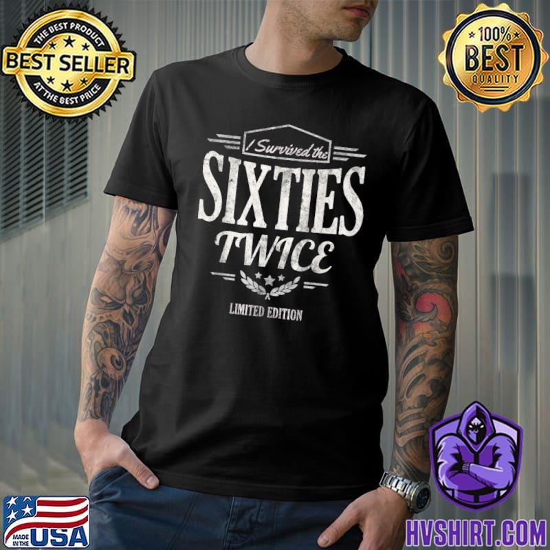 I Survived The Sixties Twice Limited Edition Stars 70th Birthday Purple T-Shirt