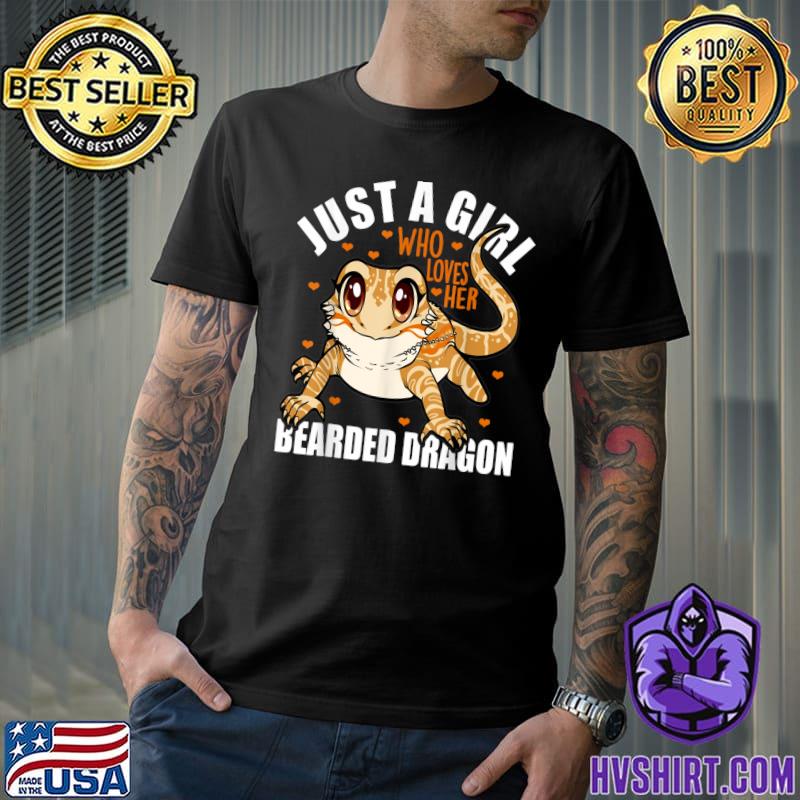 Just A Girl Who Loves Her Bearded Dragon Dragons Lover Hearts T-Shirt