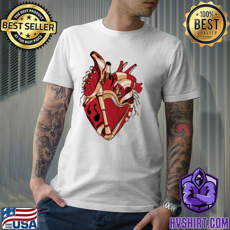 Red and cream no 2 musical heart trending classic shirt