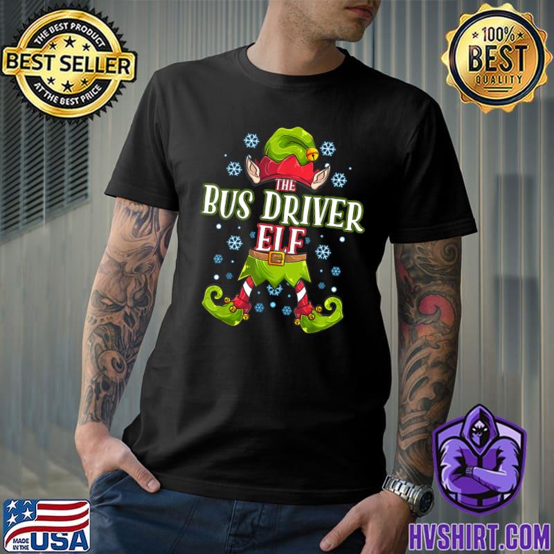 The Bus Driver Elf Matching Family Group Christmas Party T-Shirt