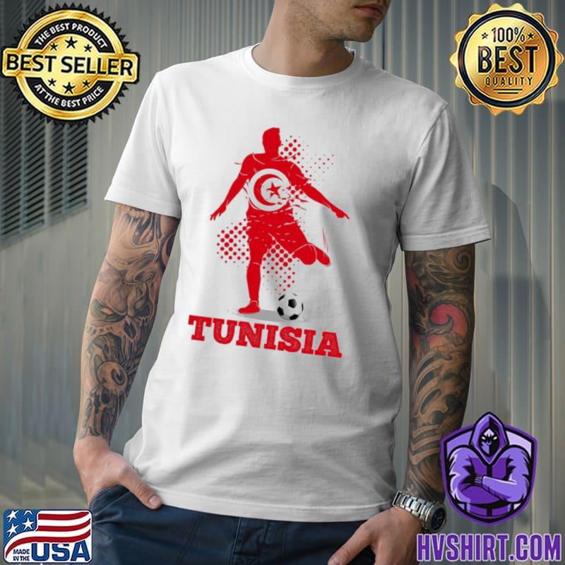 Flag of Tunisia with soccer player shirt