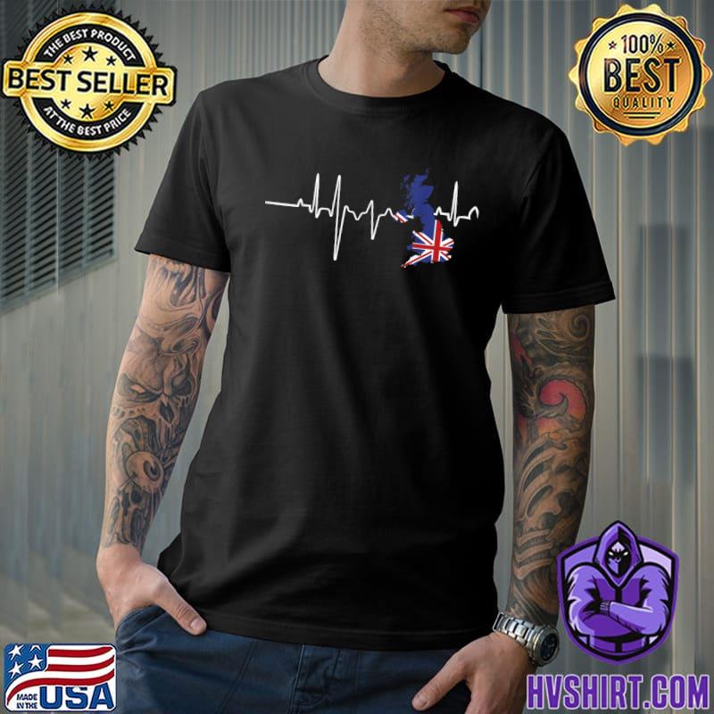 Great Britain Heartbeat Flag Love Englang Patriot T-Shirt