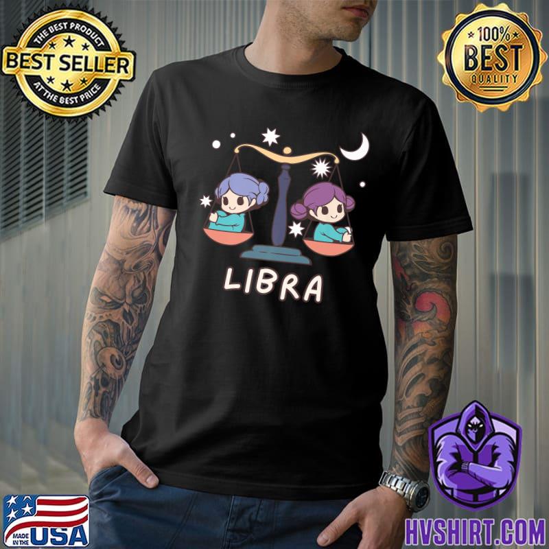 Libra Scales Zodiac Anime Girls Horoscope Astrology Lovers T-Shirt