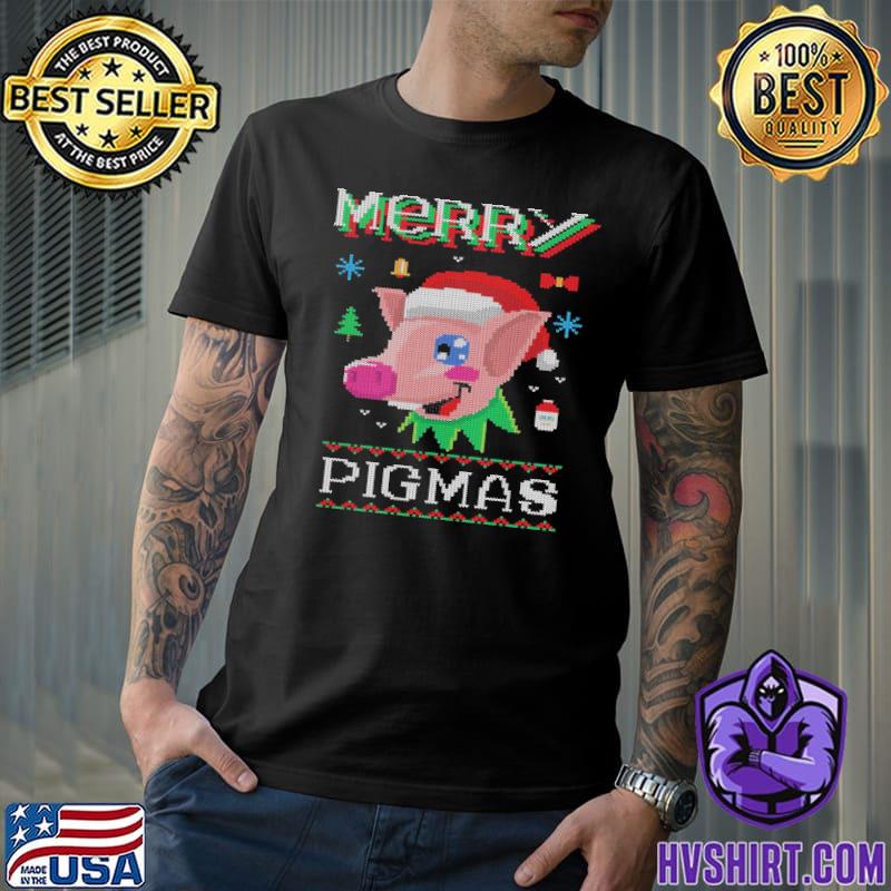 Merry pigmas santa claus pig farmer ugly christmas pigs farm animals gift shirt
