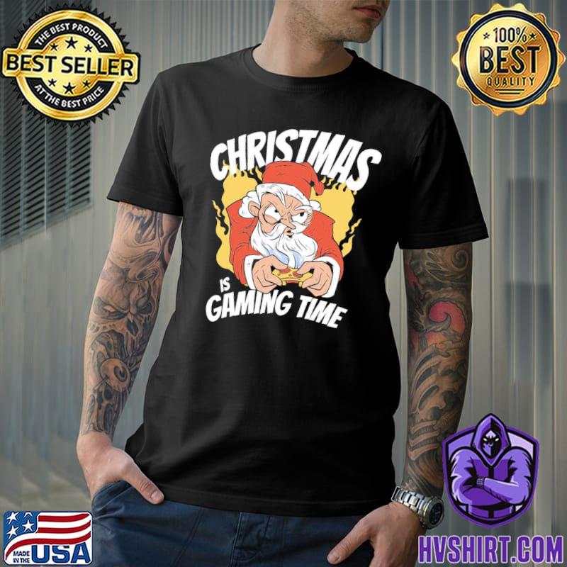 Santa gamer christmas 2021 is gaming time gamer shirt