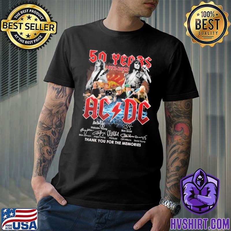 50 years 1973-2023 AC DC thank you for the memories signatures shirt