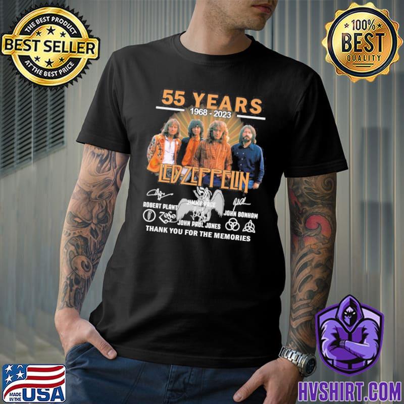 55 years 1968-2023 Led Zeppelin thank you for the memories signatures shirt