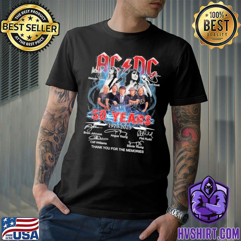 AC DC 50 years thank you for the memories 1973-2023 signatures shirt