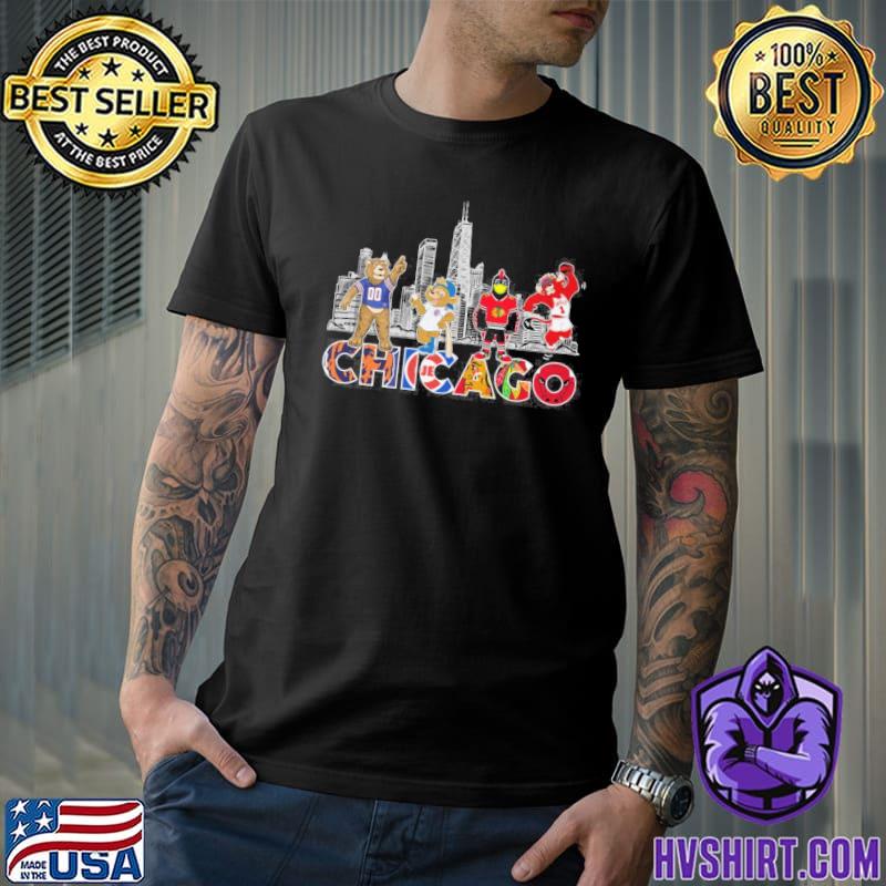 Bears Bulls Cubs And Blackhawks City Of Champions Skyline shirt