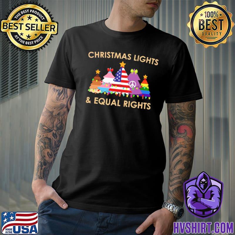 Christmas lights and equal rights LGBT Black live matter veteran shirt