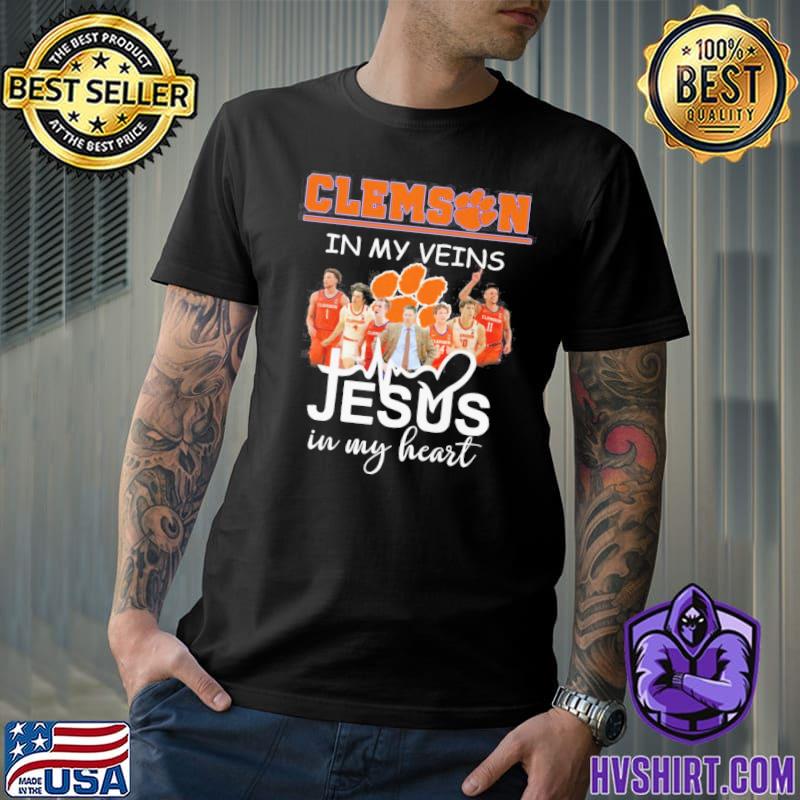 Clemson in my veins Jesus in my heart shirt