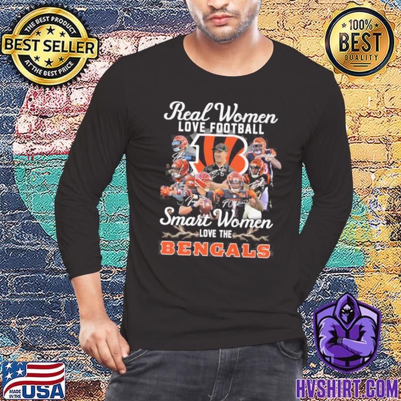 Real Women love football smart Women love the Cincinnati Bengals signatures  T-shirt - Kaiteez