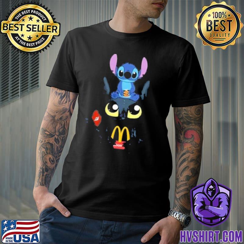 Stich sit on Toothless McDonald's shirt
