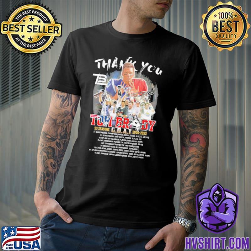 Tom Brady The Goat The Patriots The Buccaneers 2000 2023 Shirt - Shibtee  Clothing