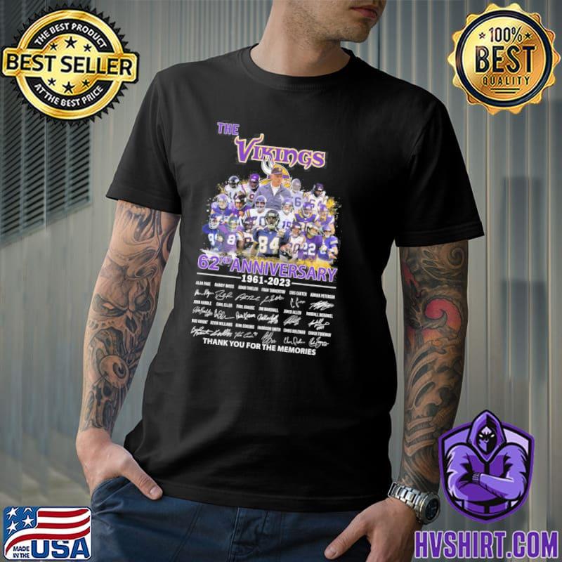 The Vikings 62nd anniversary 1961-2023 thank you for the memories signatures shirt
