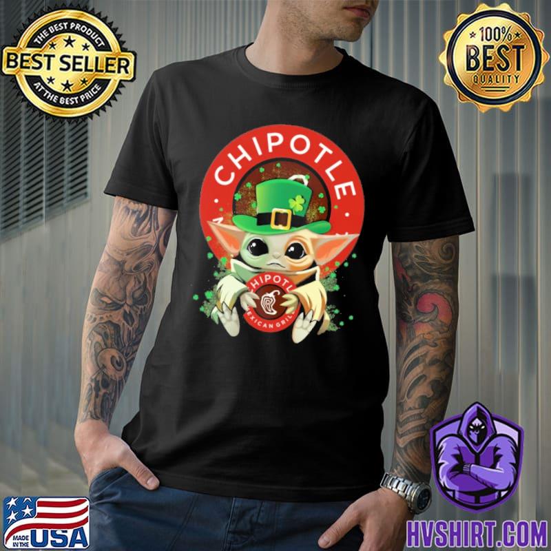 Baby yoda hug Chipotle Mexican Grill St.Patrick's day shirt