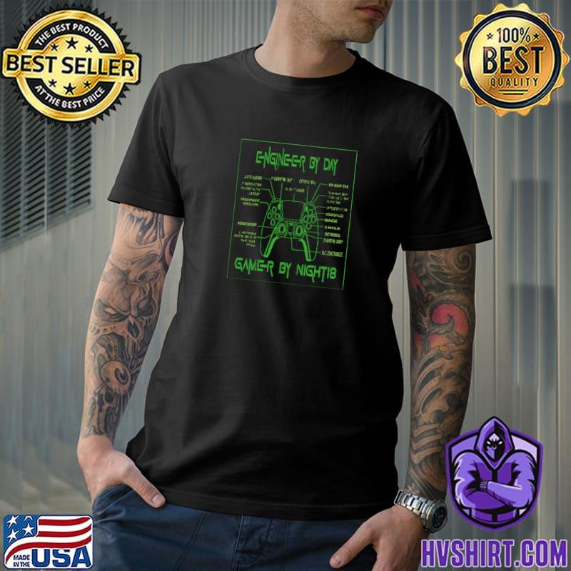Best saying Hard Worker By Bay Gamer By Night Video Game T-Shirt