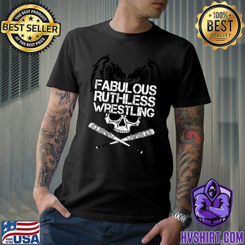 Fabulous Ruthless Wrestling Skull Football T-Shirt
