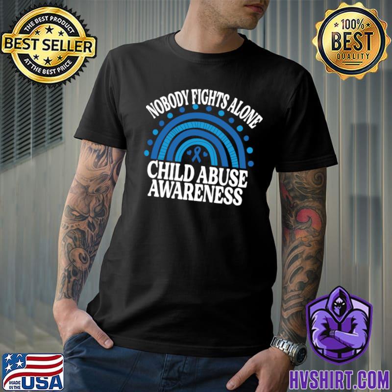 Official nobody Fights Alone Child Abuse Awareness Rainbow T-Shirt
