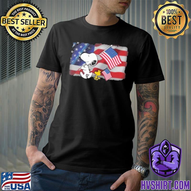 Snoopy and woodstocks America flag veteran shirt