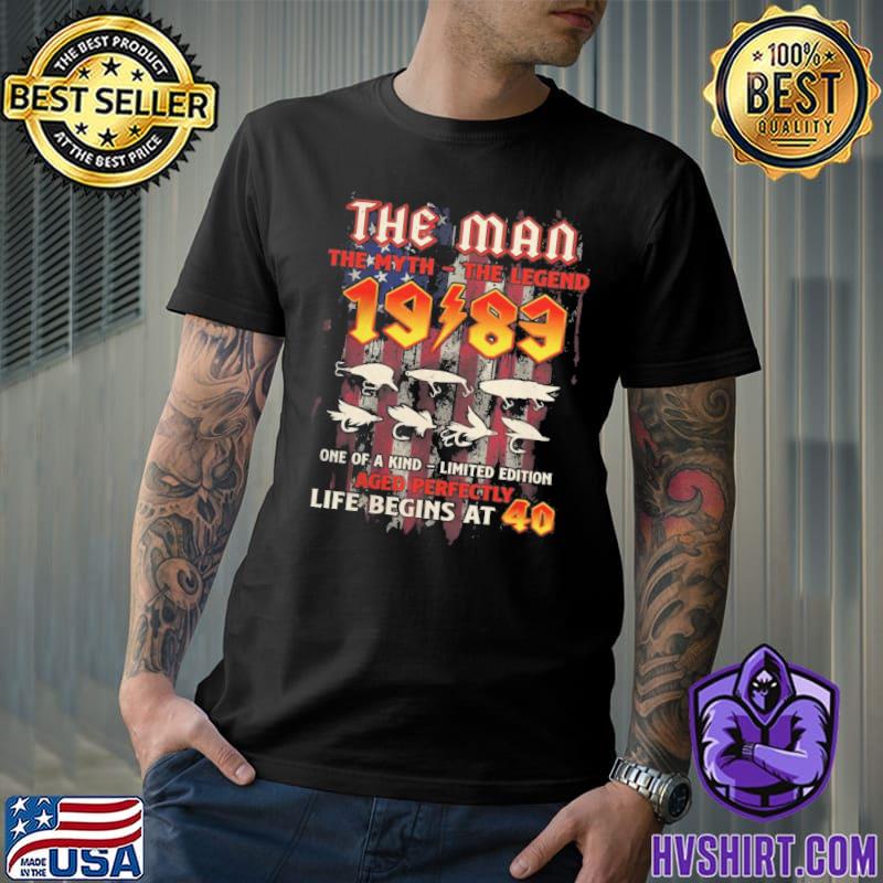 The man the myth the legend 1983 Aged Perfectly life begins at 40 America flag shirt