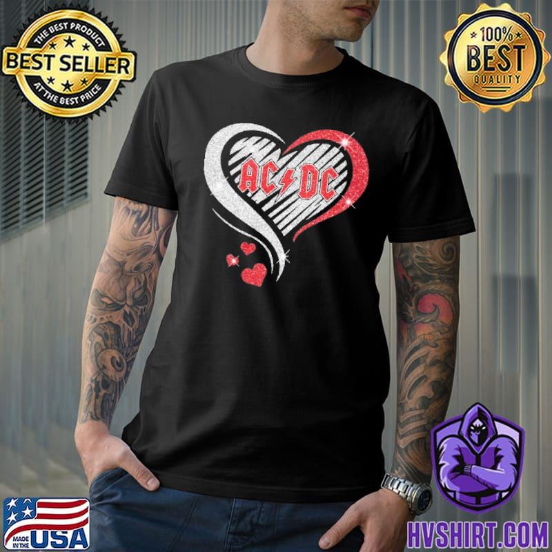 AC DC band heart love diamond shirt