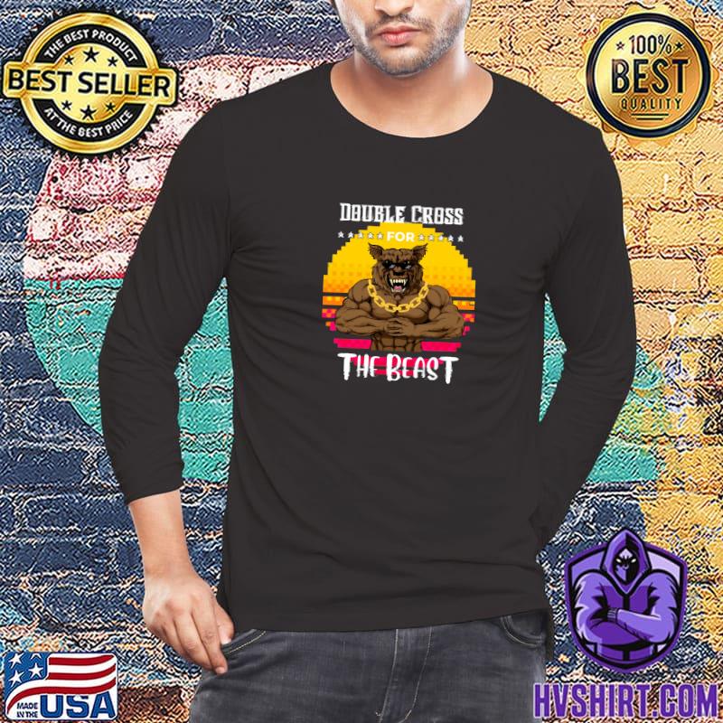 Double Cross For The Gym Beast Retro Wolf Stars T-Shirt