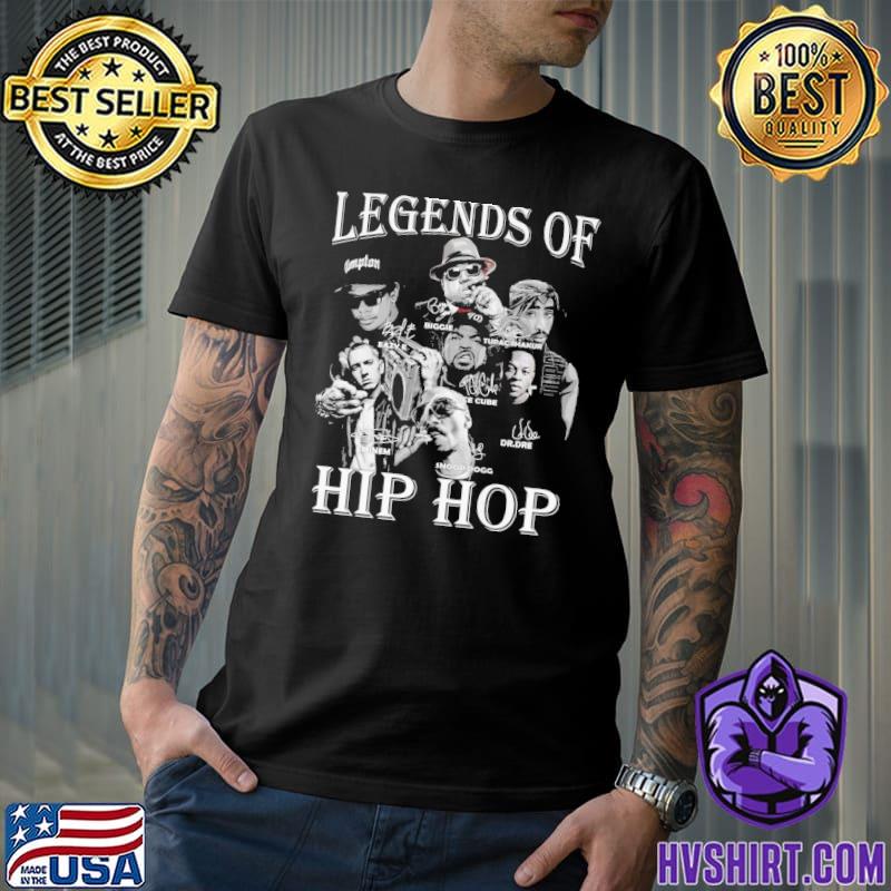 Legends of hip hop Biggie Tupac Shakur snoopy dogg signatures shirt