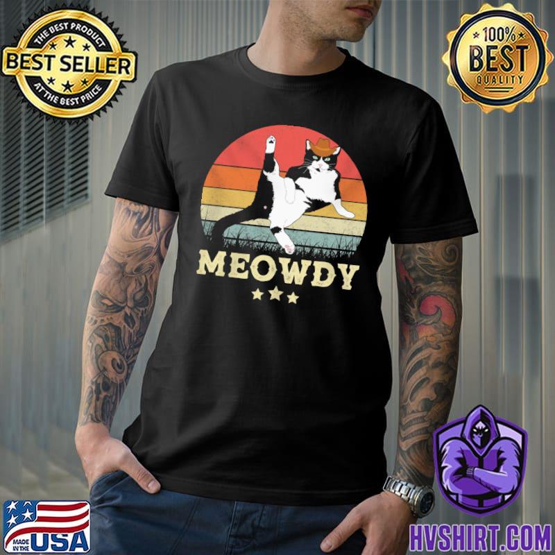 Meowdy black cat vintage retro shirt