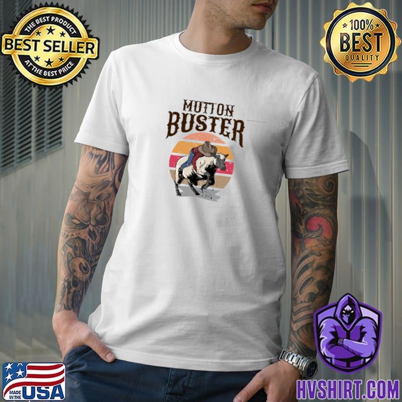Mutton Busting Youth Rodeo Sheep Riding Event Buster Retro T-Shirt