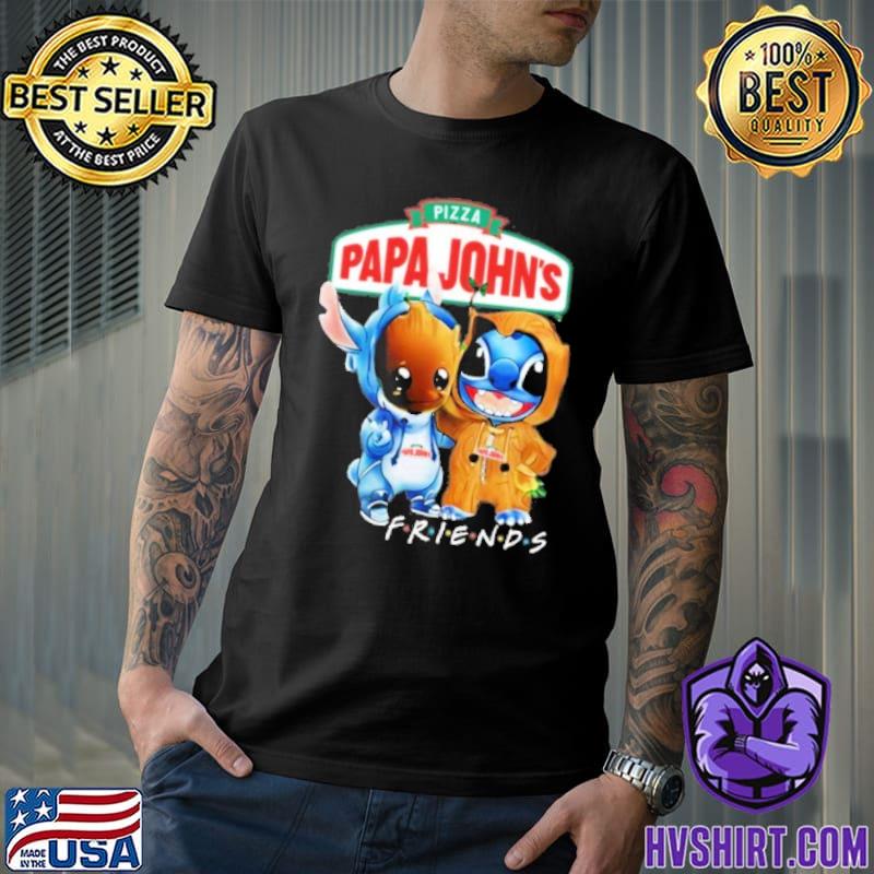 Pizza Papa John's friends Groot and Stitch shirt