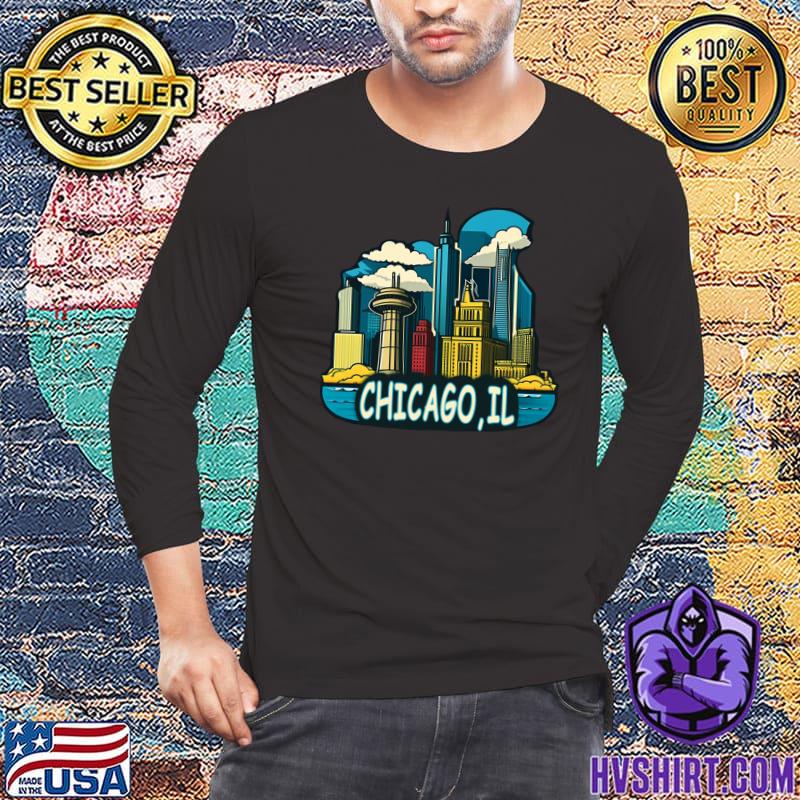 Chicago Illinois Retro Cityscape T-Shirt
