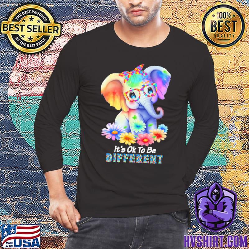 It's ok to be different elephant autism flower shirt