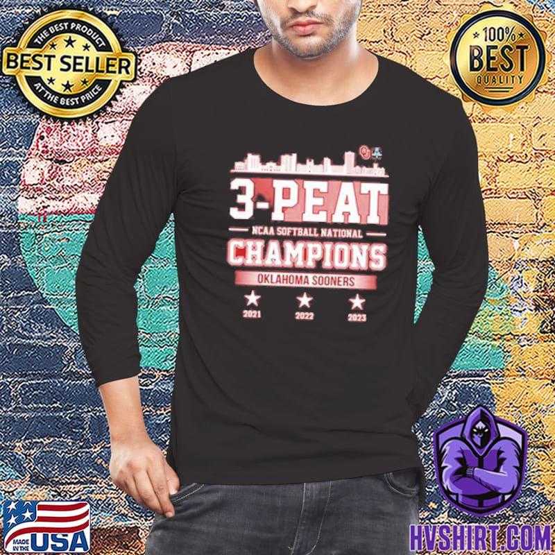 Premium 3 peat 2023 national champions oklahoma sooners softball shirt,  hoodie, sweater, long sleeve and tank top
